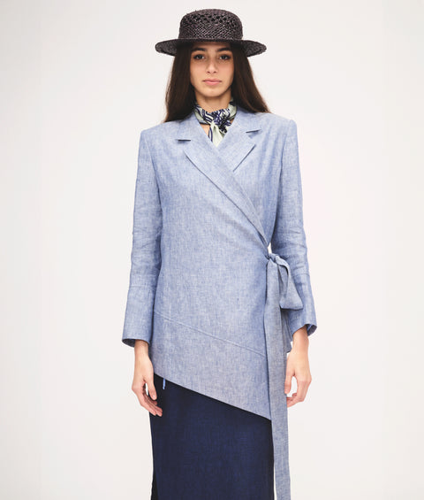 Elsa Linen Crossed Blazer